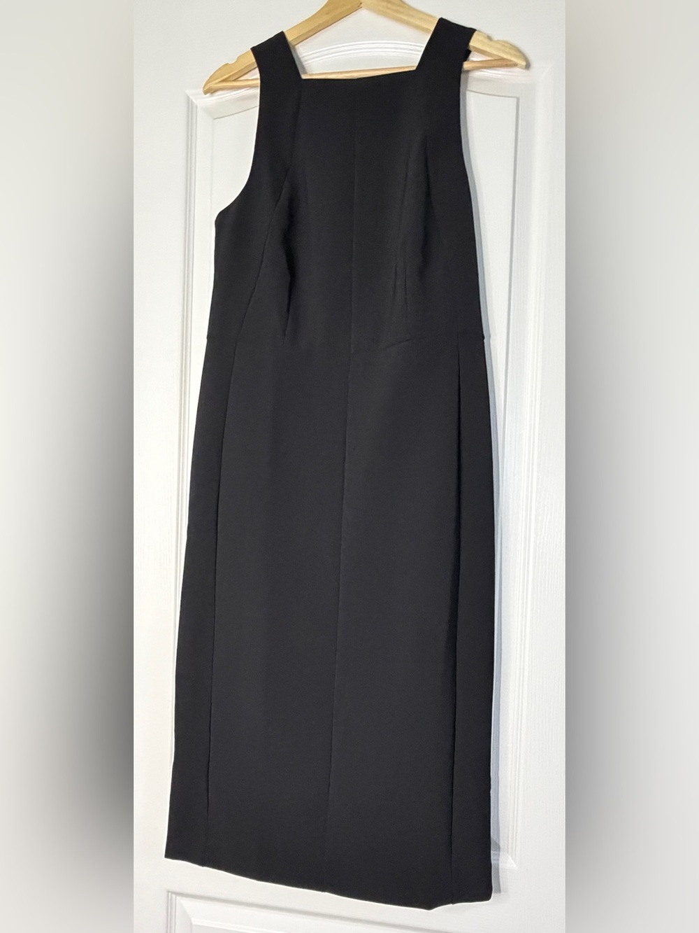 Ann Taylor Black Sleeveless Midi Dress Size 6 Square Neck A Line Workwear LBD